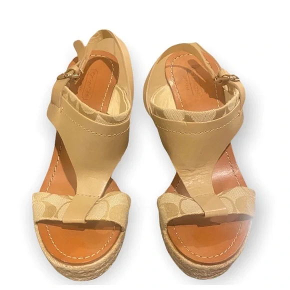 Coach Beige Wedge Sandals - Picture 4 of 6